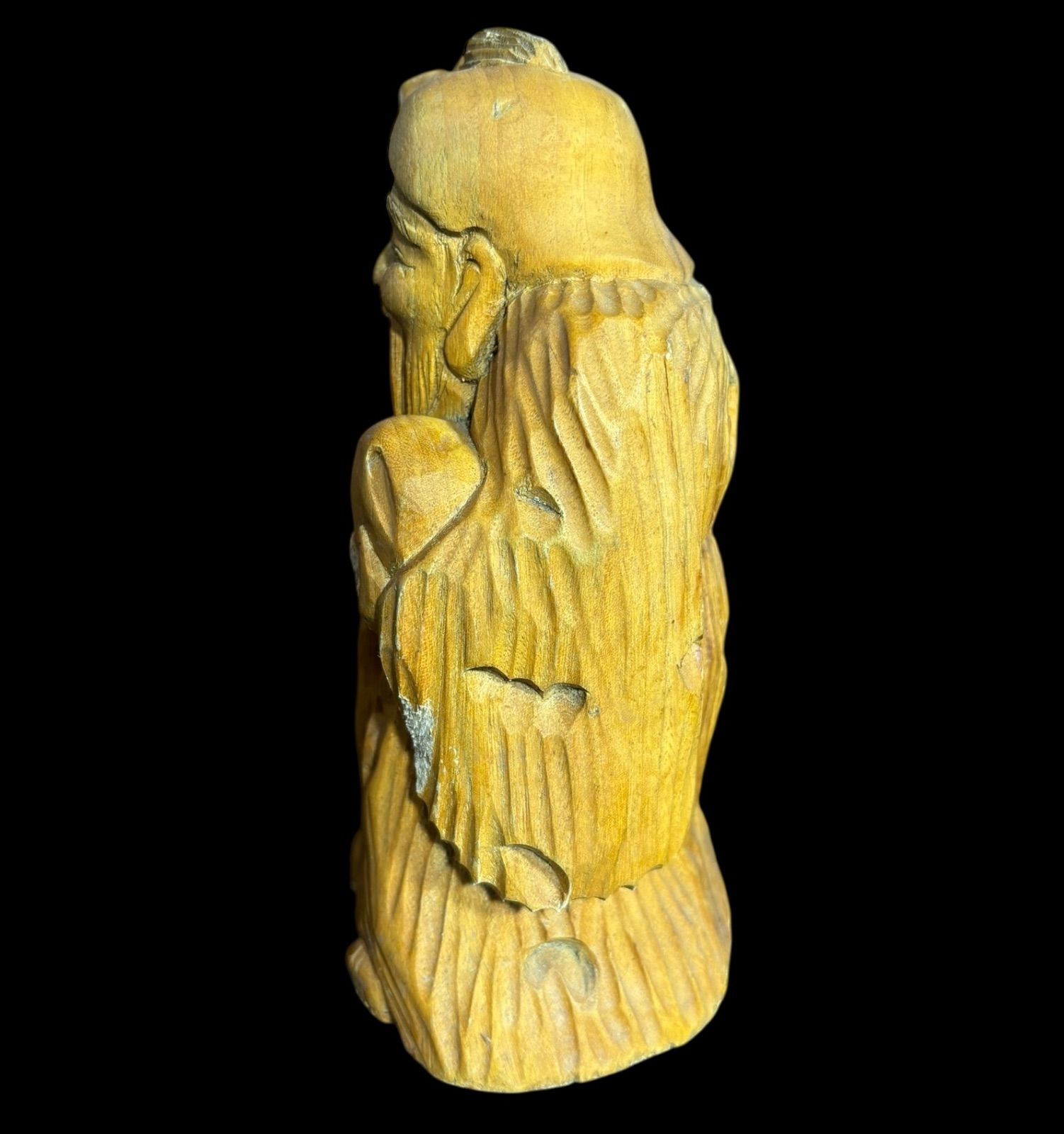 木彫り 福禄寿 七福神 木製 寿老人 開運 縁起物 彫刻 仏像 古