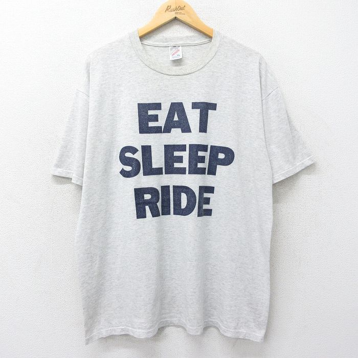 XL/古着 ジャージーズ 半袖 ビンテージ Tシャツ メンズ 90s EAT SLEEP 大きいサイズ クルーネック 薄グレー 霜降り 24jul31 中古