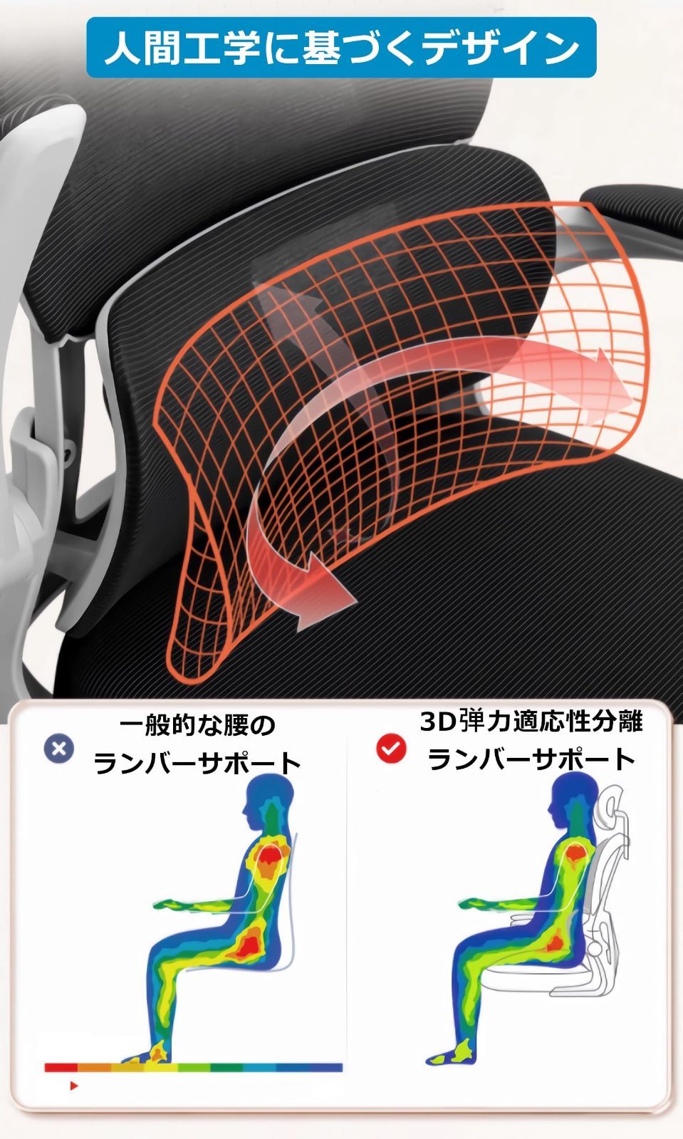 新着商品】テレワーク 疲れない 椅子 デスクチェア 人間工学