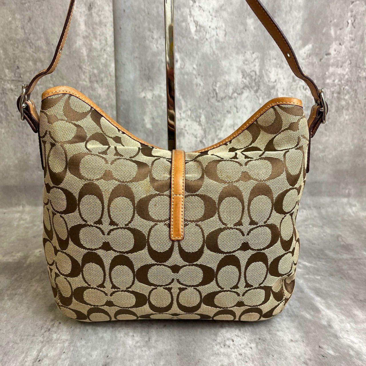 良品】 COACH Y2K signature canvas leather beige light brown Jackie 