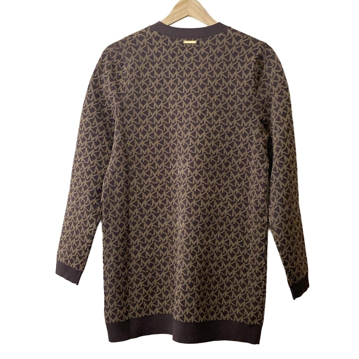 MICHAEL KORS マイケルコース カーディガン サイズS レディース - ダークブラウン×ベージュ 長袖|ロング丈