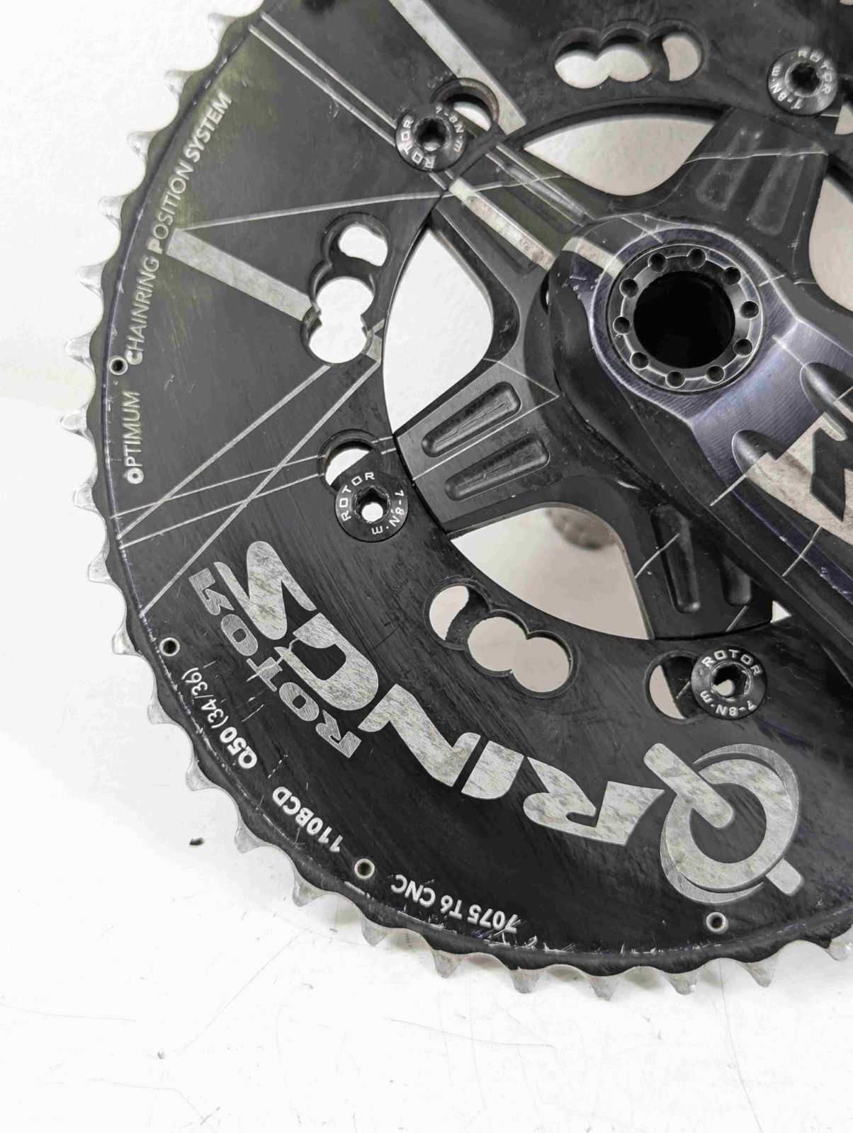 ROTOR 3D 24クランクセット 50-34T 170mm 並品】Rotor 3d 24mm軸 170mm 50 34t 楕円チェーンリング