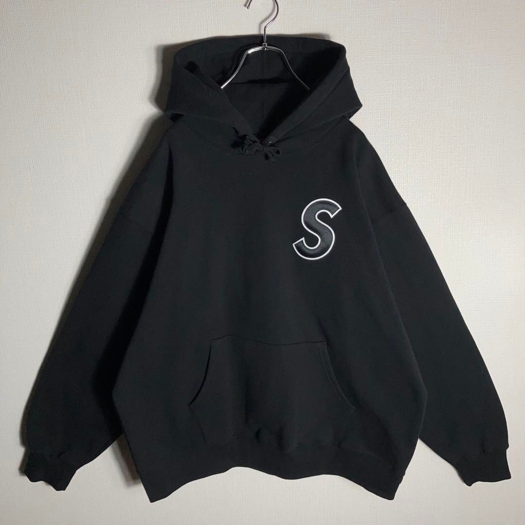 美品 & XLサイズ】SUPREME プルオーバーパーカー Sロゴ 黒