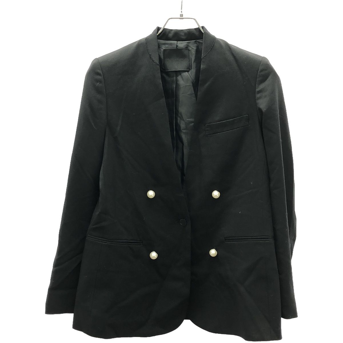 【極美品】CINOH チノ　パールボタンノーカラージャケット　ブラック　36 NO COLLAR JACKET[ブラック×パールボタン] | CINOH