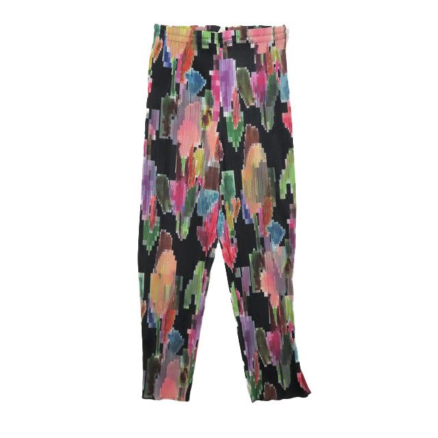 90s 1997 プリーツプリーズ イッセイミヤケ PLEATS PLEASE ISSEY MIYAKE モザイクプリント 総柄 パンツ ストレート ウエストゴム Vintage OLD Archive ヴィンテージ オールド アーカイブ マルチカラー 4