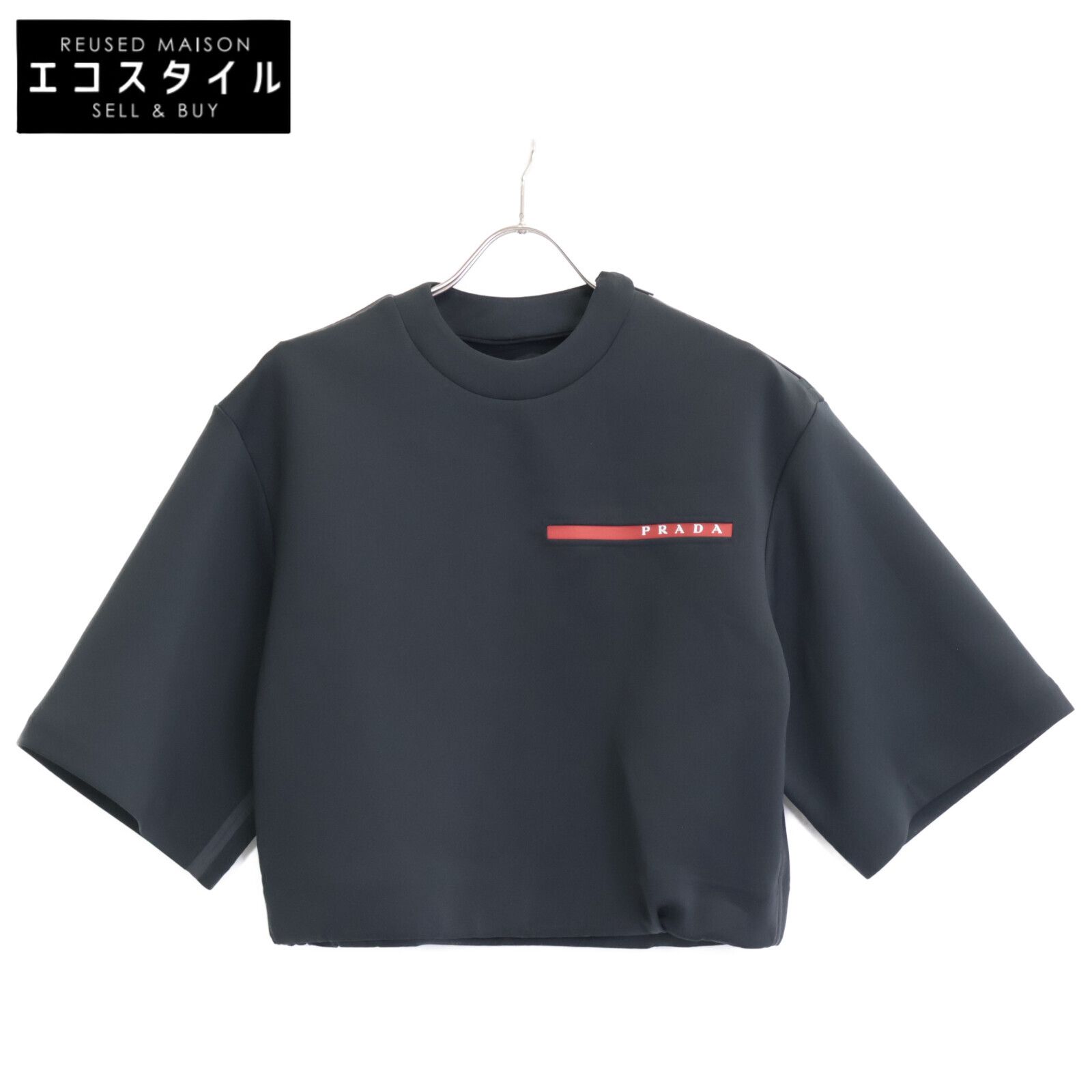 PRADA SPORT プラダスポーツ ﾌﾞﾗｯｸ 135686 ﾘﾈｱﾛｯｻ ｸﾛｯﾌﾟﾄﾞﾌﾟﾙｵｰﾊﾞｰ XS