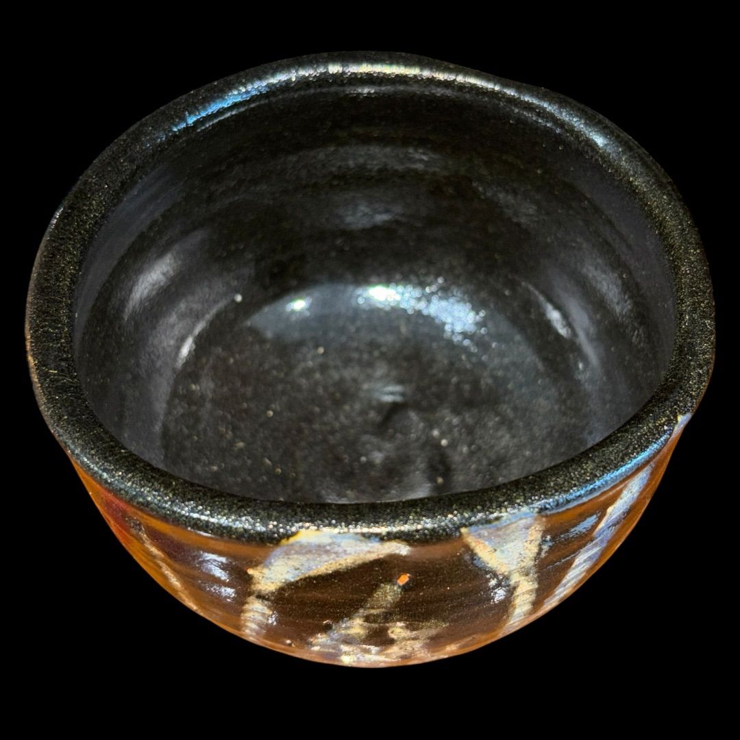 [茶道具]弘艸造　黒釉花火絵茶碗(共箱) ○ 茶道具]弘艸造 黒釉花火絵茶碗(共箱) ○