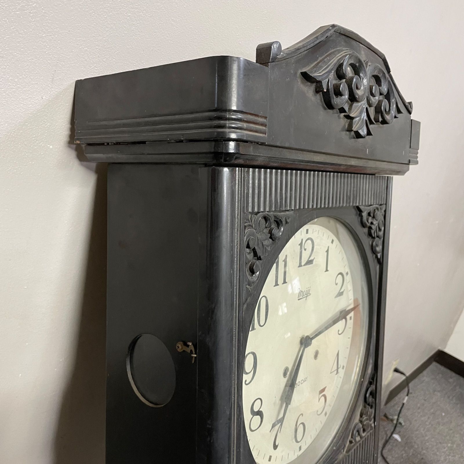 美品 昭和レトロ 完動品】MEIJI ゼンマイ式 振り子時計 特大サイズ