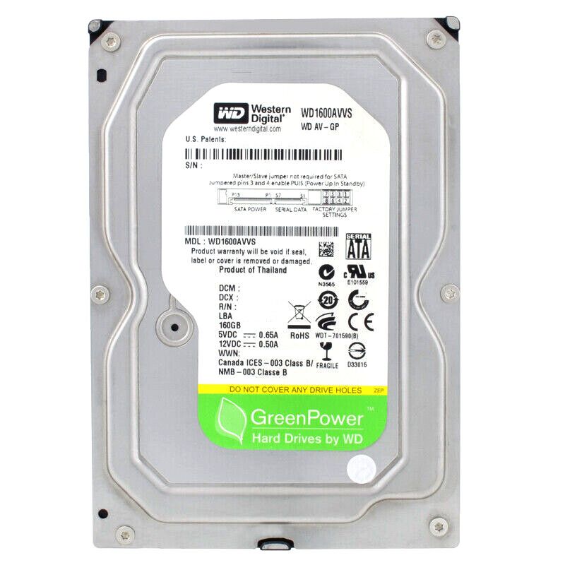 Western Digital WD1600AVVS 160GB 5400RPM 8MB SATA II 3.5 インチ ハードドライブ