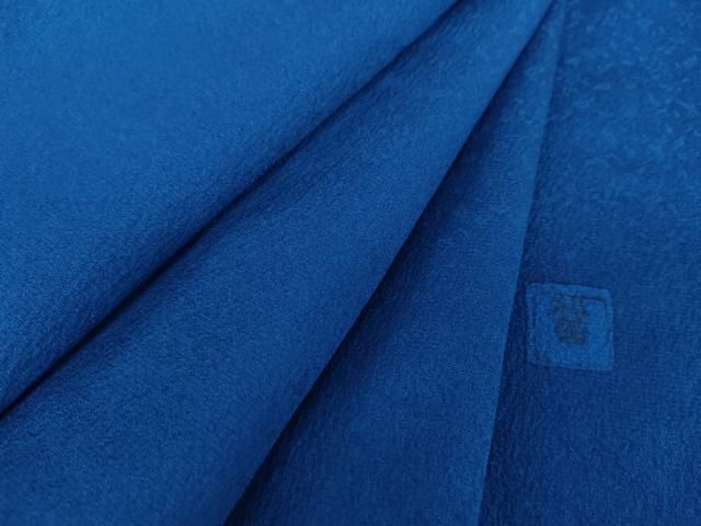 平和屋着物○安藤松岳監修 色無地 草花地紋 瑠璃紺色 正絹 逸品 未使用