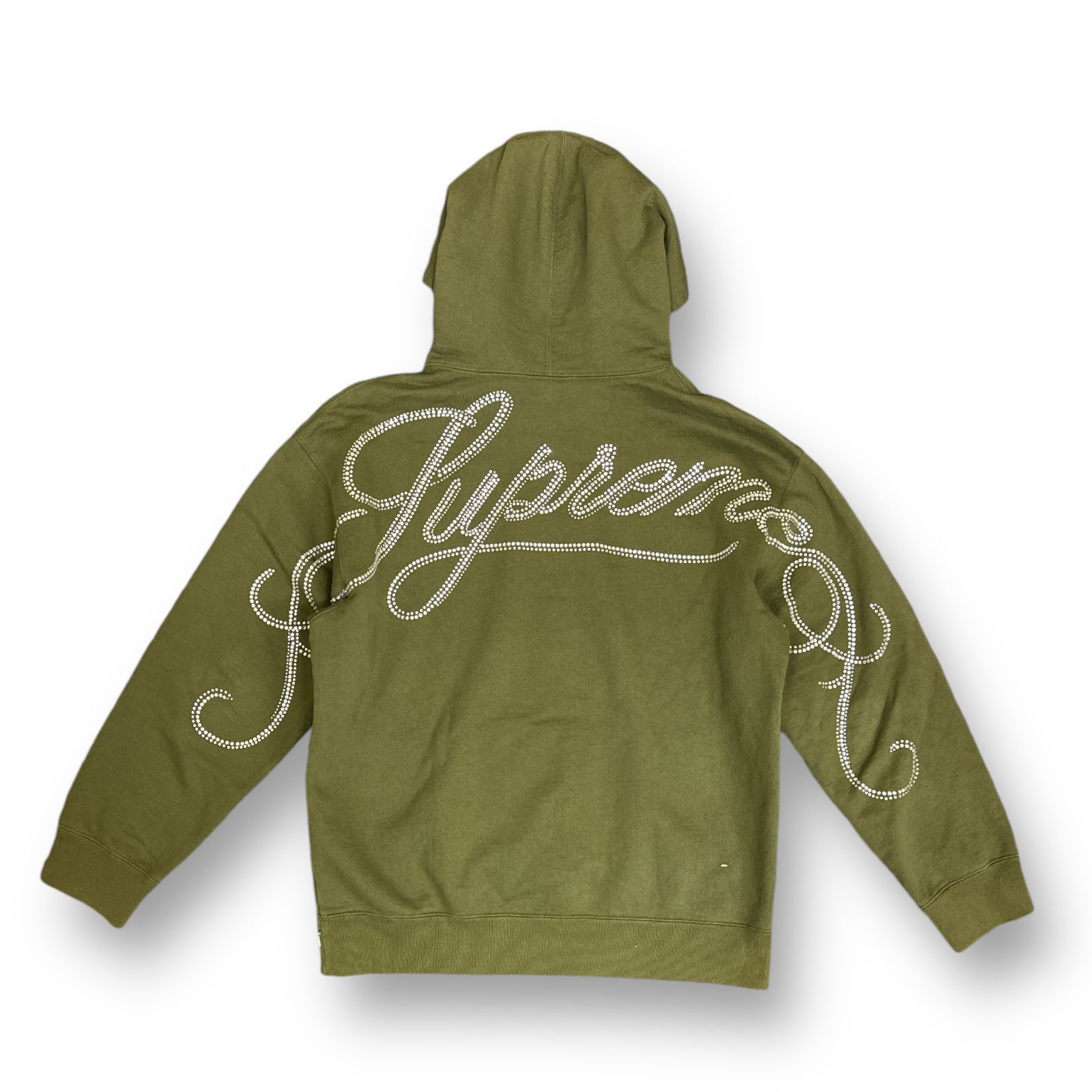 国内正規 Supreme 19AW Rhinestone Script Hooded Sweatshirt ラインストーン スクリプト スウェット  フーディ パーカー シュプリーム M - メルカリ