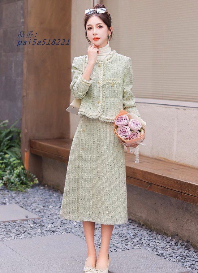 セットアップ スーツ レディース きれいめ ツイードスカート ノー ママスーツ 大きいサイズ 入学式 冬 3L 秋 七五三 ツイードジャケット 韓国 春 pai5a518221