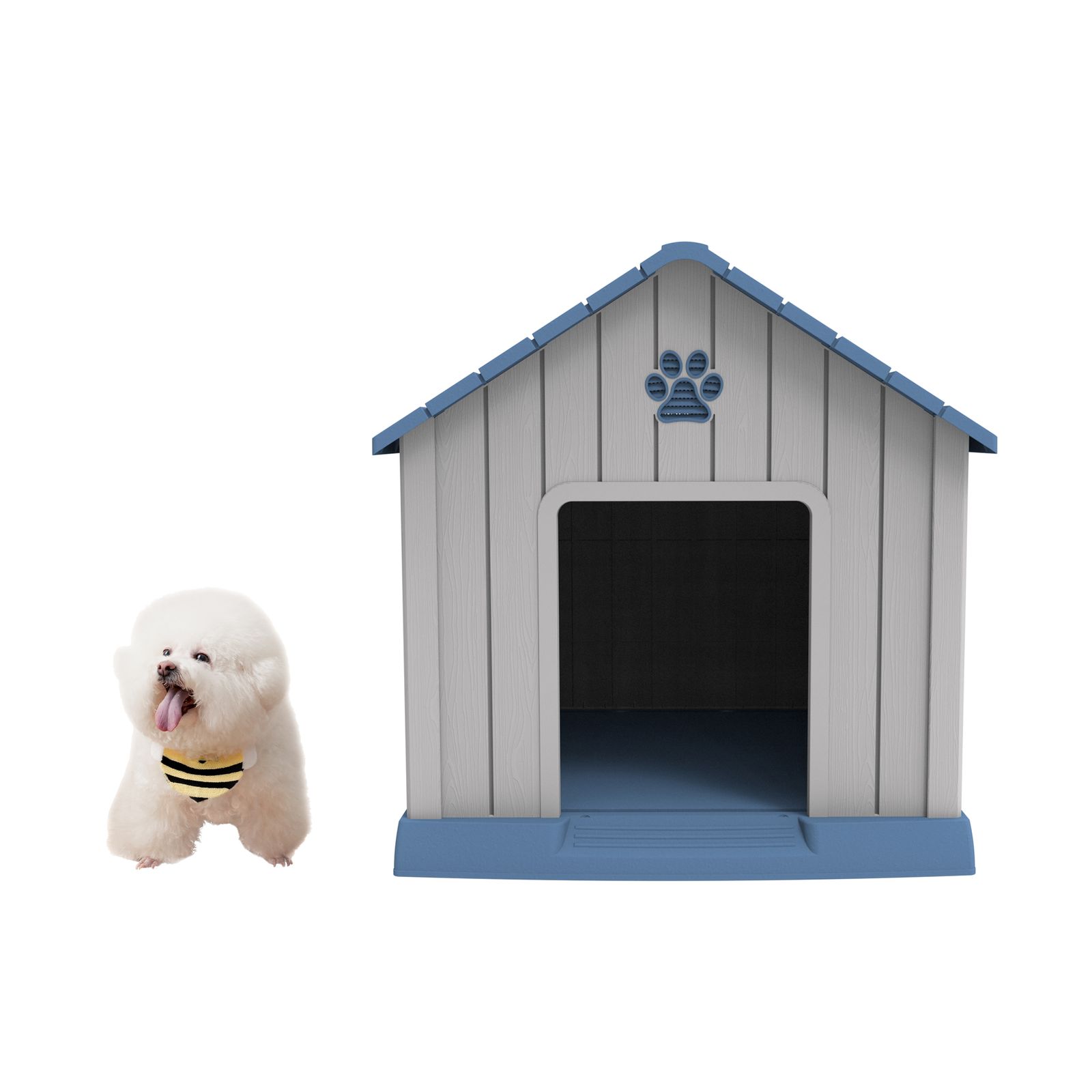 22%割 犬小屋 ペットハウス M グレー ブルー 室内外対応 オシャレなプラスチック製