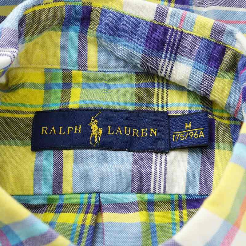 【美品】RALPH LAUREN　半袖シャツ　マルチカラー　チェック柄　M相当 RALPH LAUREN ボタンダウン半袖チェックシャツ マルチカラー L