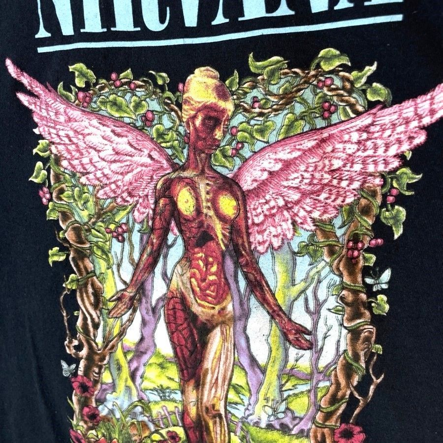 ニルヴァーナNirvanaバンドTシャツバンTアーティストTロックT 黒ブラックフェードIN UTEROイン・ユーテロ森林自然vintageヴィンテージ40622  - メルカリ