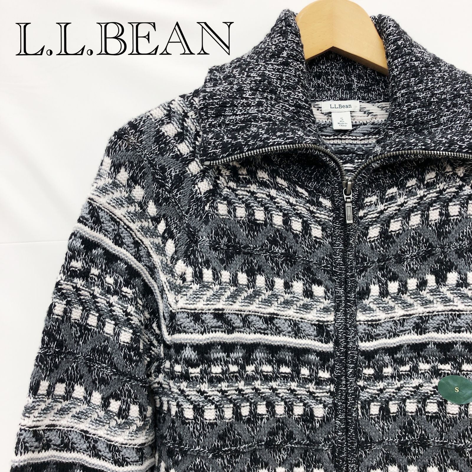 L.L.Bean エルエルビーン ニット ZIP カーディガン S ブラック グレー 