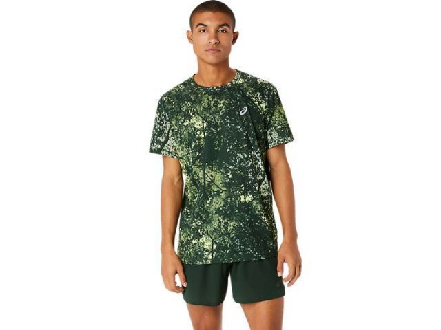 asics アシックス ALL OVER PRINT SS TOP レインフォレストXグローイエロー M 2011C930 300 | 衣類 服 ウエア ウェア スポーツ 男性 紳士服 メンズ トップス 半袖シャツ ハーフスリーブ ランニング 昇華グ