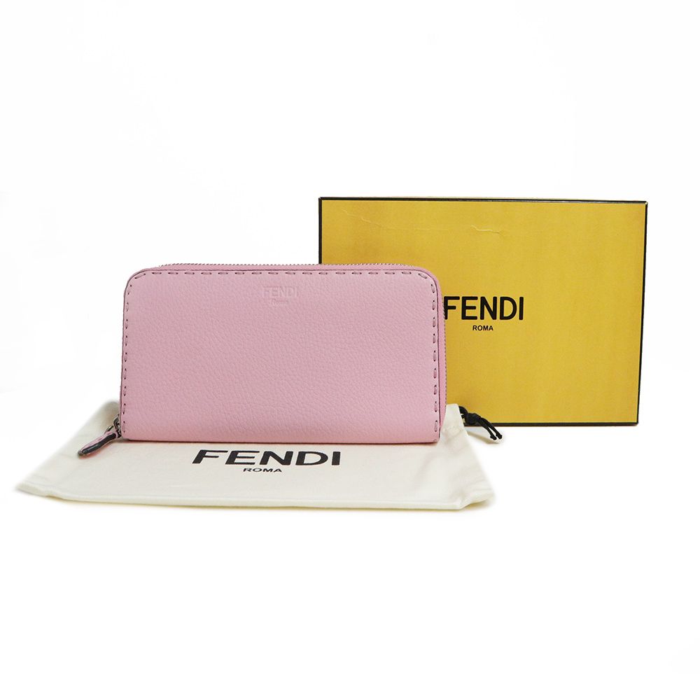 フェンディ セレリア ラウンドファスナー ジップ 長財布 ローマンレザー ピンク シルバー金具 8M0299 FENDI（新品・未使用品） - メルカリ