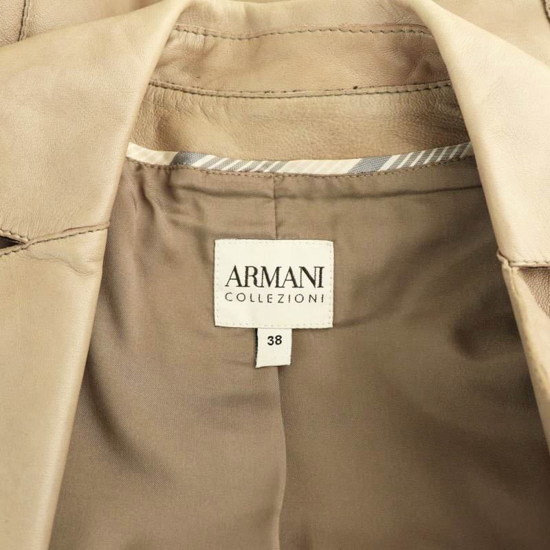 アルマーニ　コレツォーニ　サマージャケット　薄手　ベージュ　フラップ　革　大きめ ARMANI COLLEZIONI - アルマーニ コレッツォーニ ARMANI