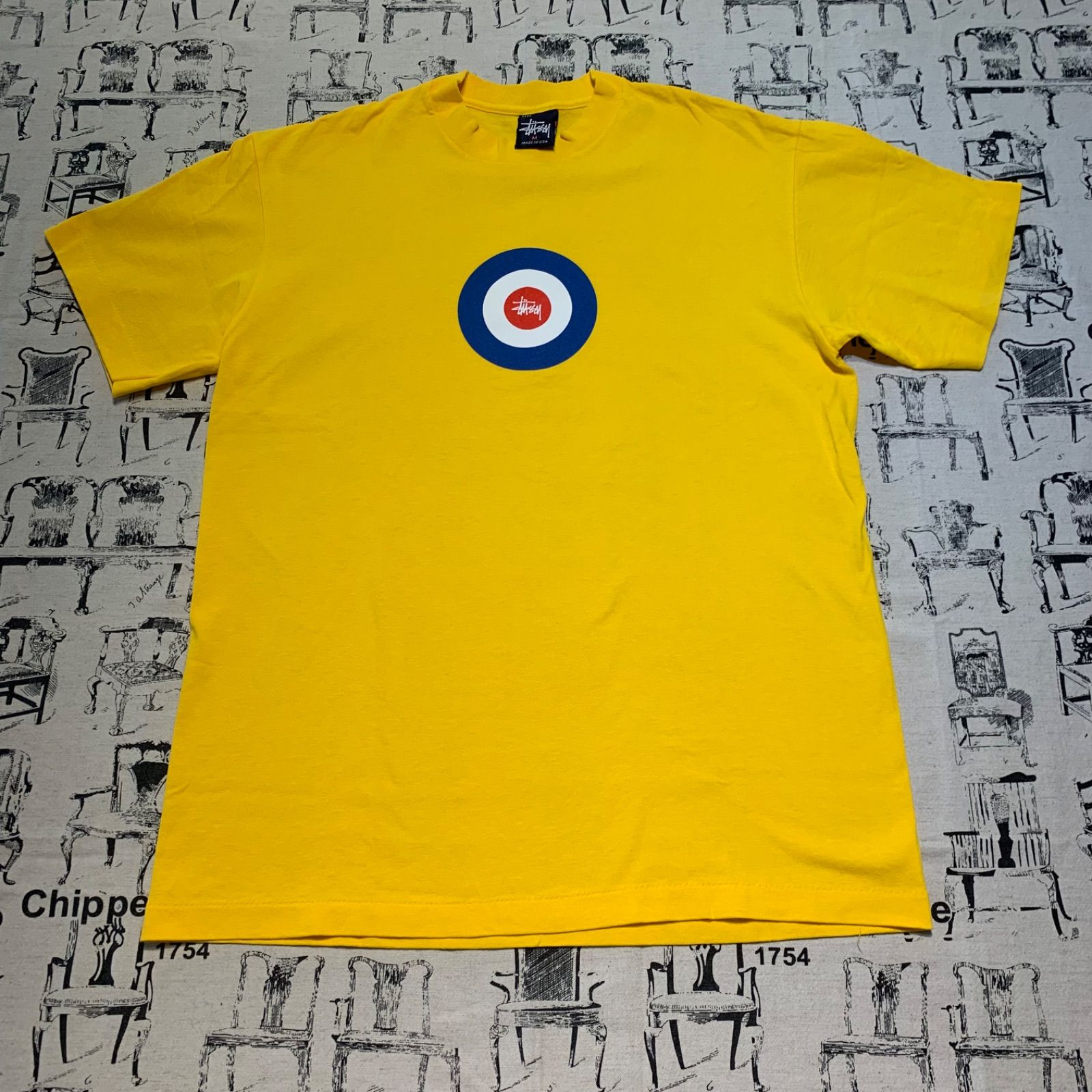 NO.32 OLD STUSSY 紺タグ ターゲットTシャツ 黄色 M USA製