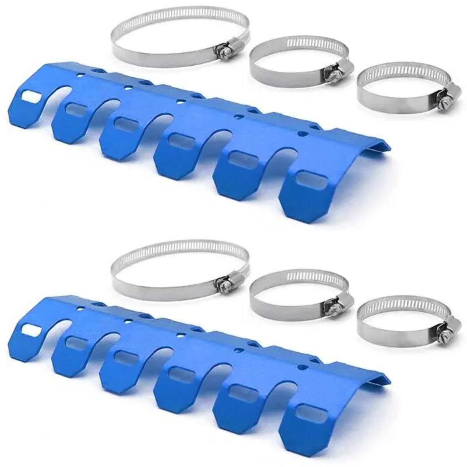 CHASO マフラーガード 2個セット バイク マフラー カバー チャンバー プロテクター シールド カバー ガード 湾曲 原付 スクーター ブルー [ブルー] [2個]