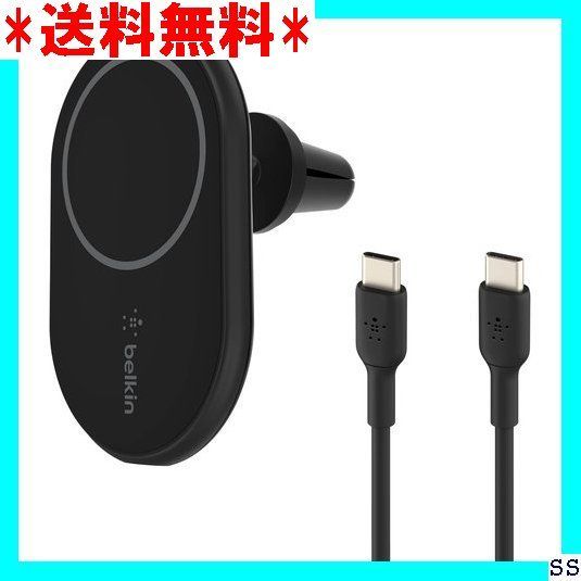 最終値下げ品 Belkin MagSafe対応 ワイヤレス車載充電器 7.5W エアコン吹き出し口用 USB-C to Cケーブル 1.2m 付属  シガーチャージャー別売り iPhone 16/15/14/13/12シリーズ対応 ブラ tBK-NC 292 - あす楽・即納