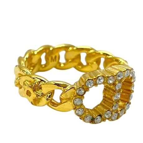 Dior ディオール　 ゴールド ロゴリング ストーン付き　12号　13号 Dior ディオール ゴールド ロゴリング ストーン付き 12号 13号