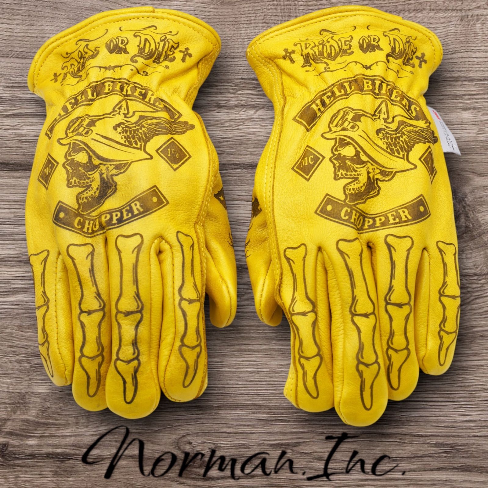 牛革 冬用 保温綿 裏起毛 レザーグローブ スカル アメリカン