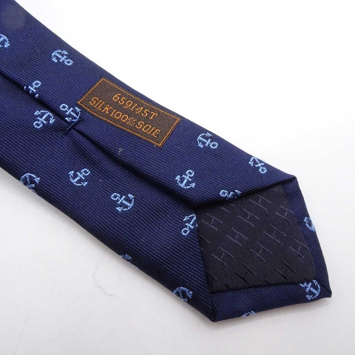 エルメス シルク100% ネクタイ ネイビー 659145T メンズ HERMES