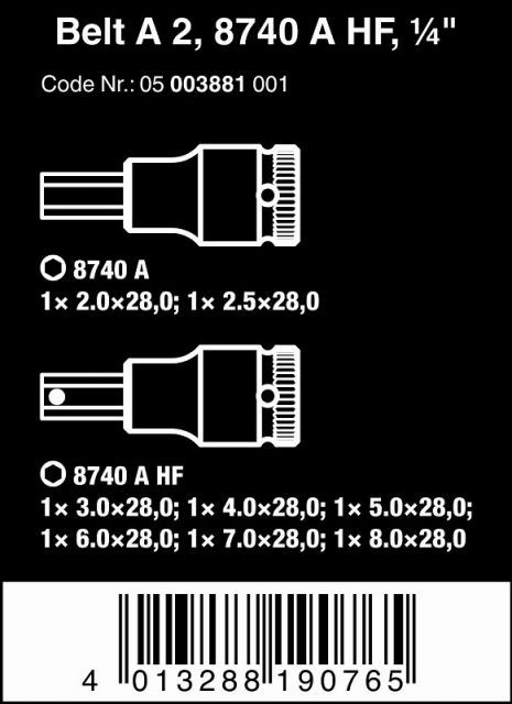 Wera1|4 ホールドファンクション Hex-Plusビットソケットセット ZYKLOP8個セットBelt A 2 003881 HRDEVELOPMENT_JP