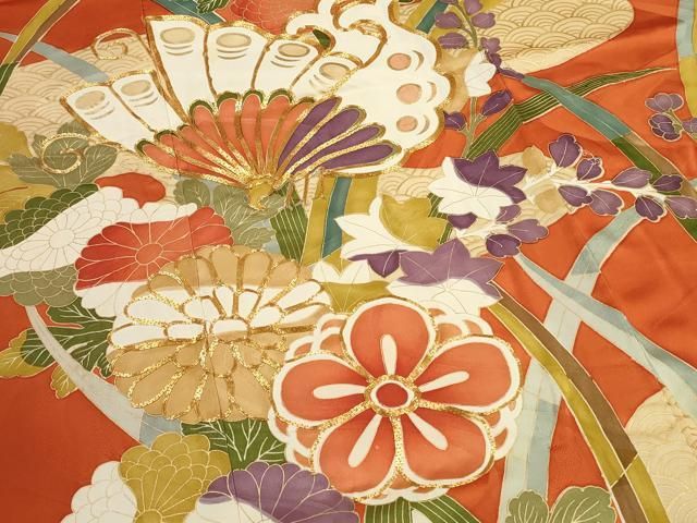 平和屋着物□豪華振袖 駒刺繍 花蝶文 金彩 正絹 逸品 DAAU1559xg