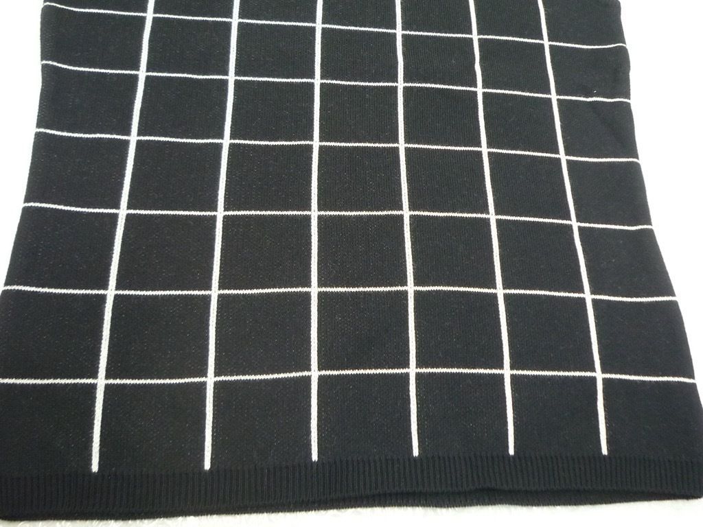 ちゃむちさま専用の　vintage courreges サマーニット 希少】 Courreges ニット 半袖 チェック サマーニット 黒