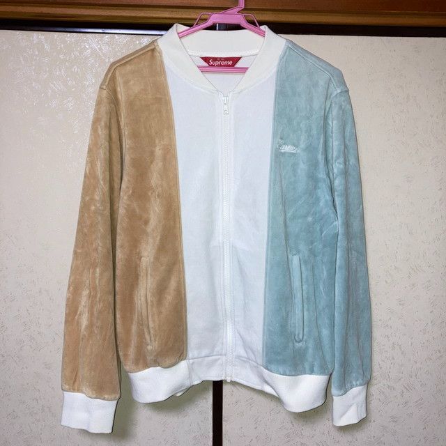 シュプリーム ベロア トラックジャケット 白 緑 茶 メンズ Sサイズ