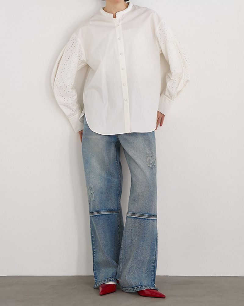 YENN イエン EMBRO SLEEVE SHIRT 刺繍スリーブシャツ y253-12084