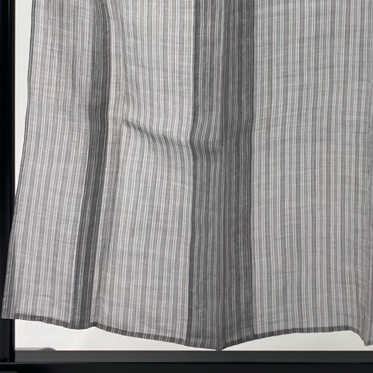 紬 身丈152cm 裄丈62.5cm S 薄物 小千谷縮 証紙 縞 灰紫 麻 美品 名品  