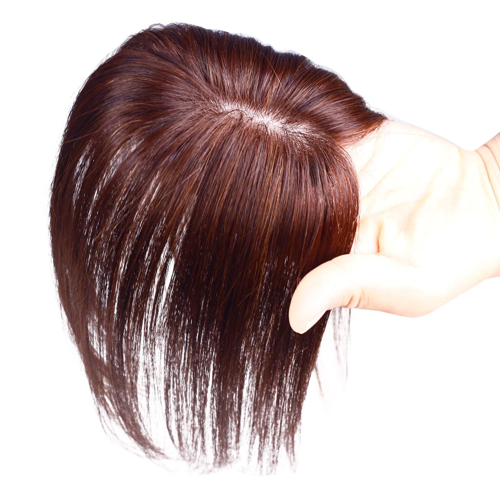 レミーヘアー 人工頭皮 医療用ウィッグ 分け目 総手植え ヘアピース 薄毛隠し 人毛 増毛 ふんわり感 軽量 部分ウィッグ 通気性優れ 小顔効果 ノーカット前髪 HIYE 栗色 25cm