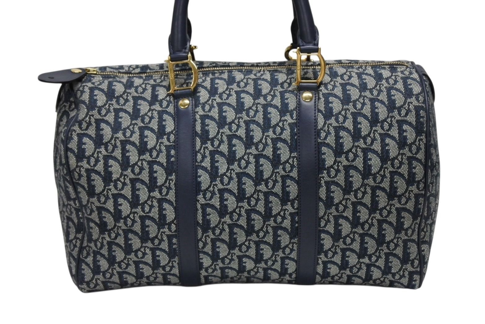 Christian Dior クリスチャンディオール トロッター ハンドバッグ CP0070 ガリアーノ期 ネイビー 4b008304