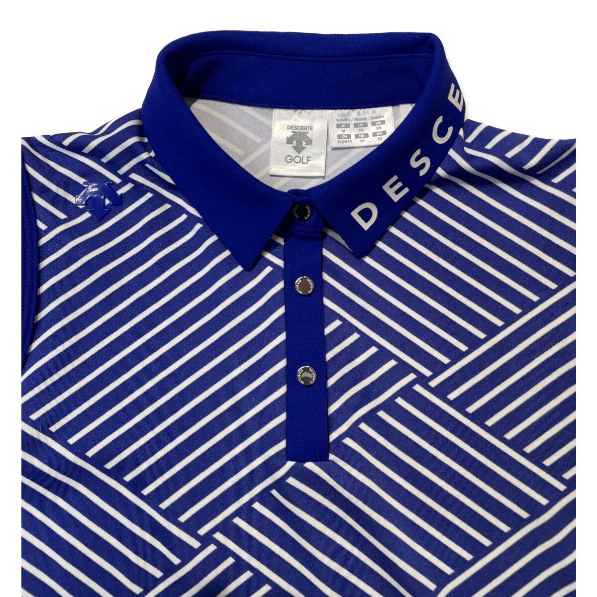 coco 中古 デサントゴルフ DESCENTE GOLF レディース ノースリーブ M 青 ブルー ポロシャツ 斜めボーダー coco 中古 デサントゴルフ DESCENTE GOLF レディース