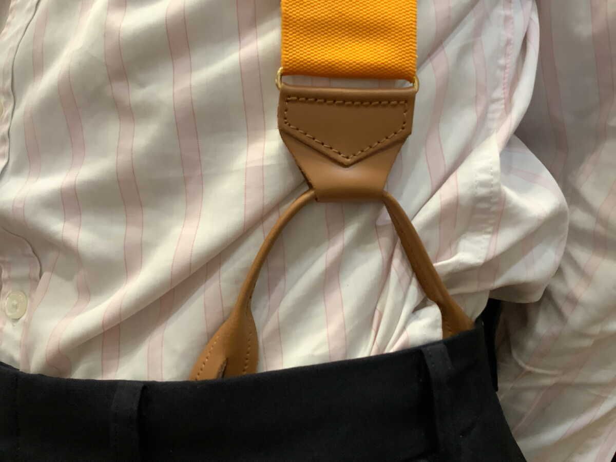 サスペンダー英国製 アルバートサーストン クラシックボタン留バラシャブレイスGD B416