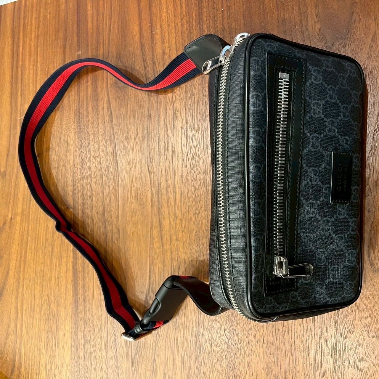 グッチ GUCCI GGスプリーム PVC×レザー ボディバッグ ブラック