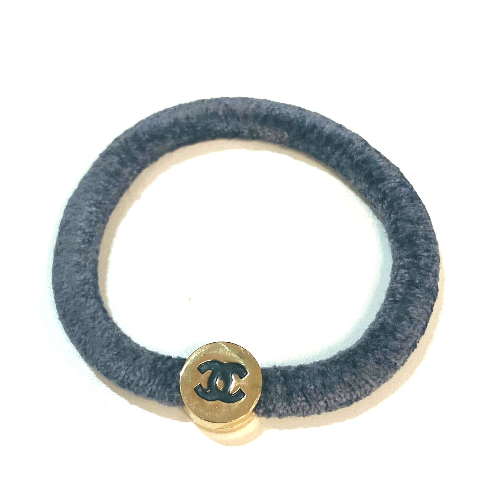 CHANEL シャネル COCOマーク ヘアゴム グレー X2087