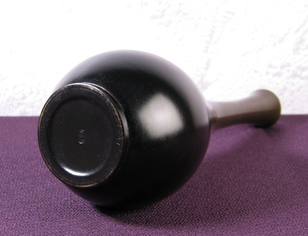 一ノ瀬宗辰作 唐銅鶴首花入 高さ：22.5cm 共箱・栞付 美品 茶道具