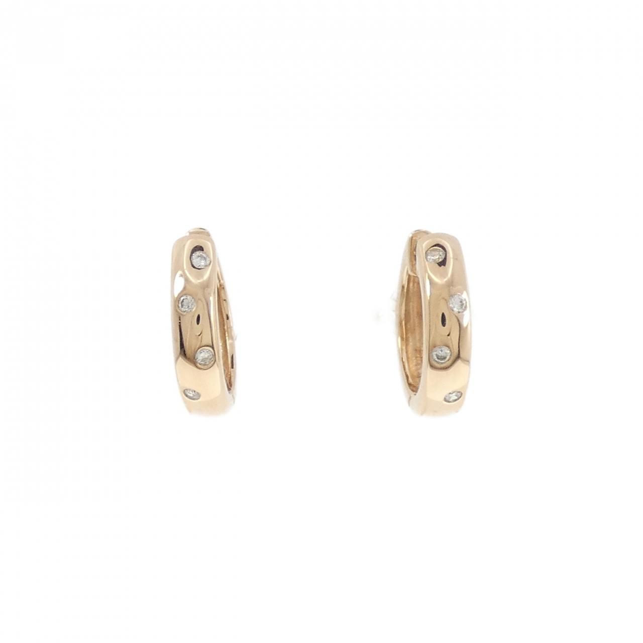 K18PG フープ ダイヤモンド ピアス 0.08CT