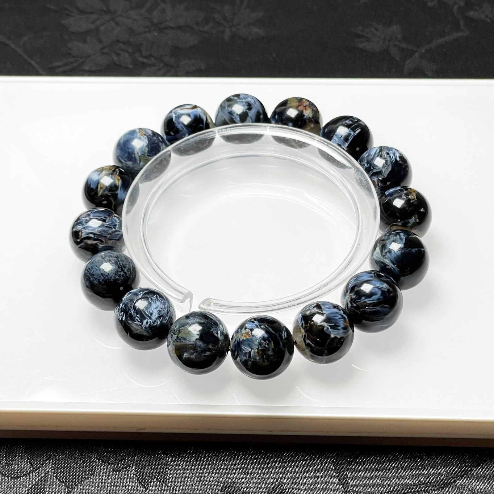 EU製 ピーターサイト ブレスレット ブルー 天然石 お守り プレゼント 約12.7-13.3mm ZZ1620