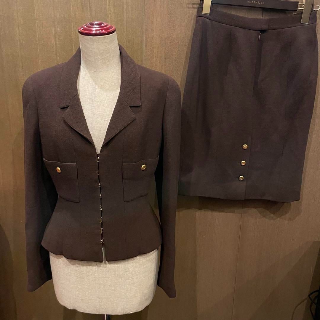 CHANEL シャネル COCO ココマーク 金ボタン ショート丈 スーツ  