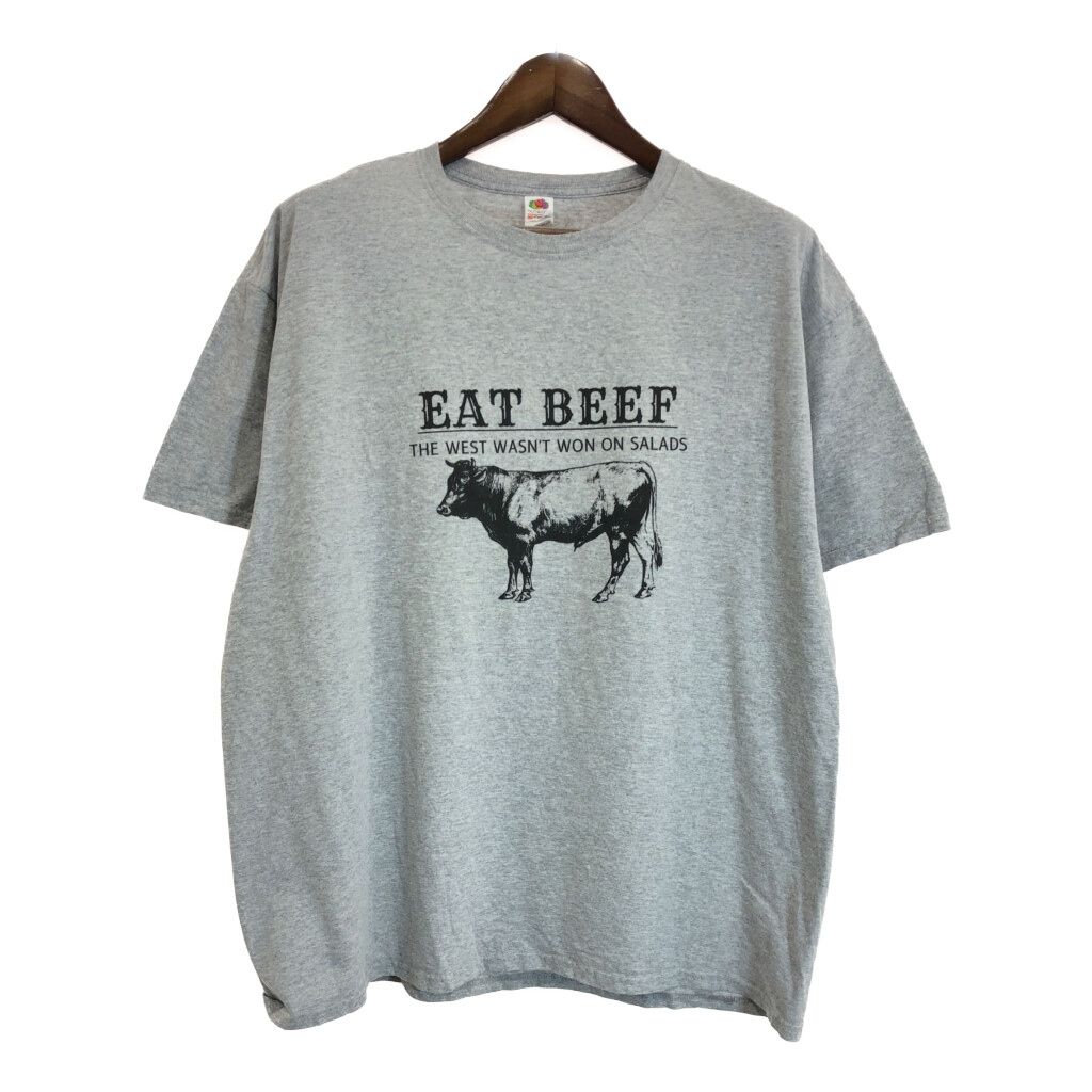 FRUIT OF THE LOOM EAT BEEF Ｔシャツ グレー メンズ XL 古着 U1280