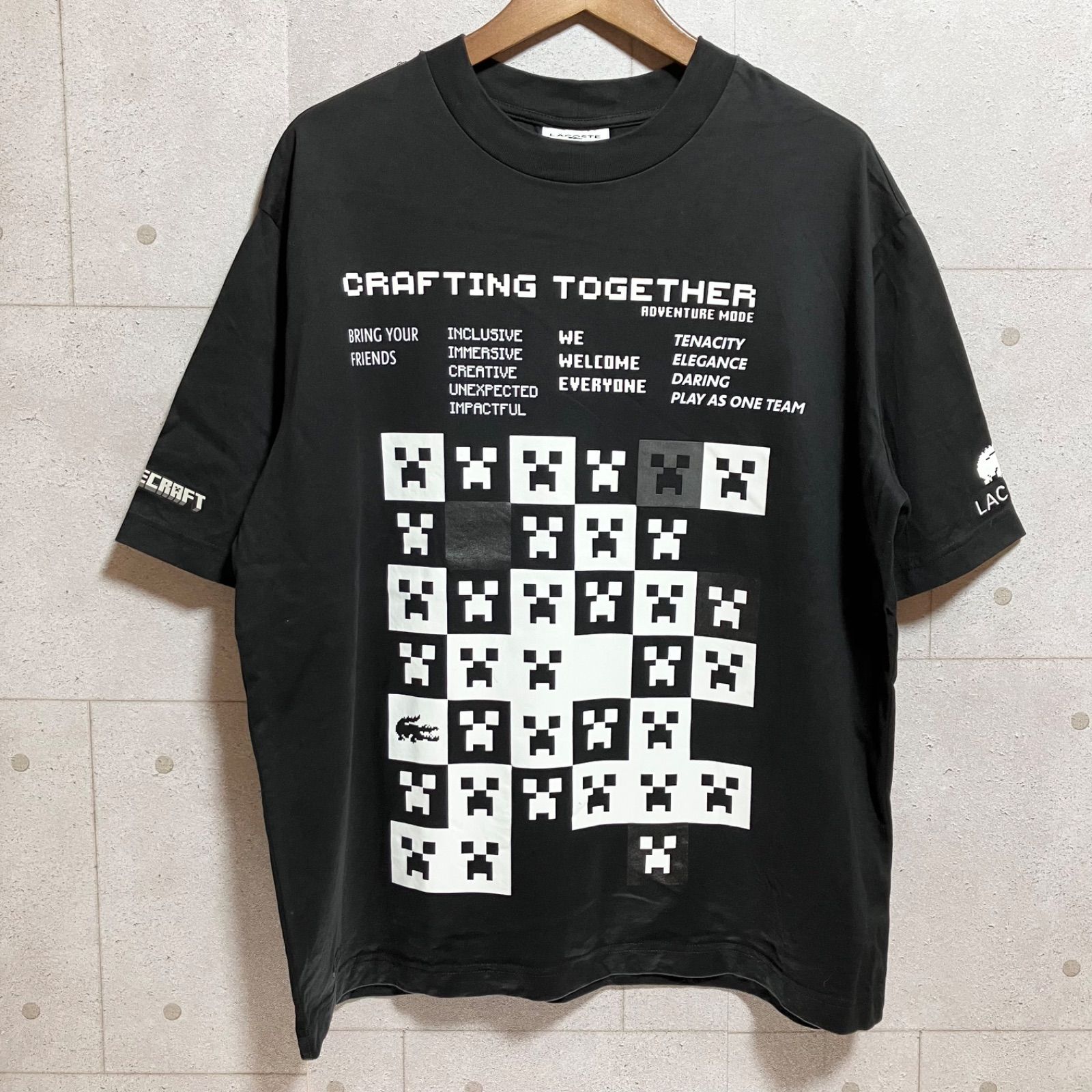 【LACOSTE】コラボ！マインクラフトオーバーTシャツ★国内発 LACOSTE MINECRAFT ラコステ マイクラ コラボ Tシャツ 白 M