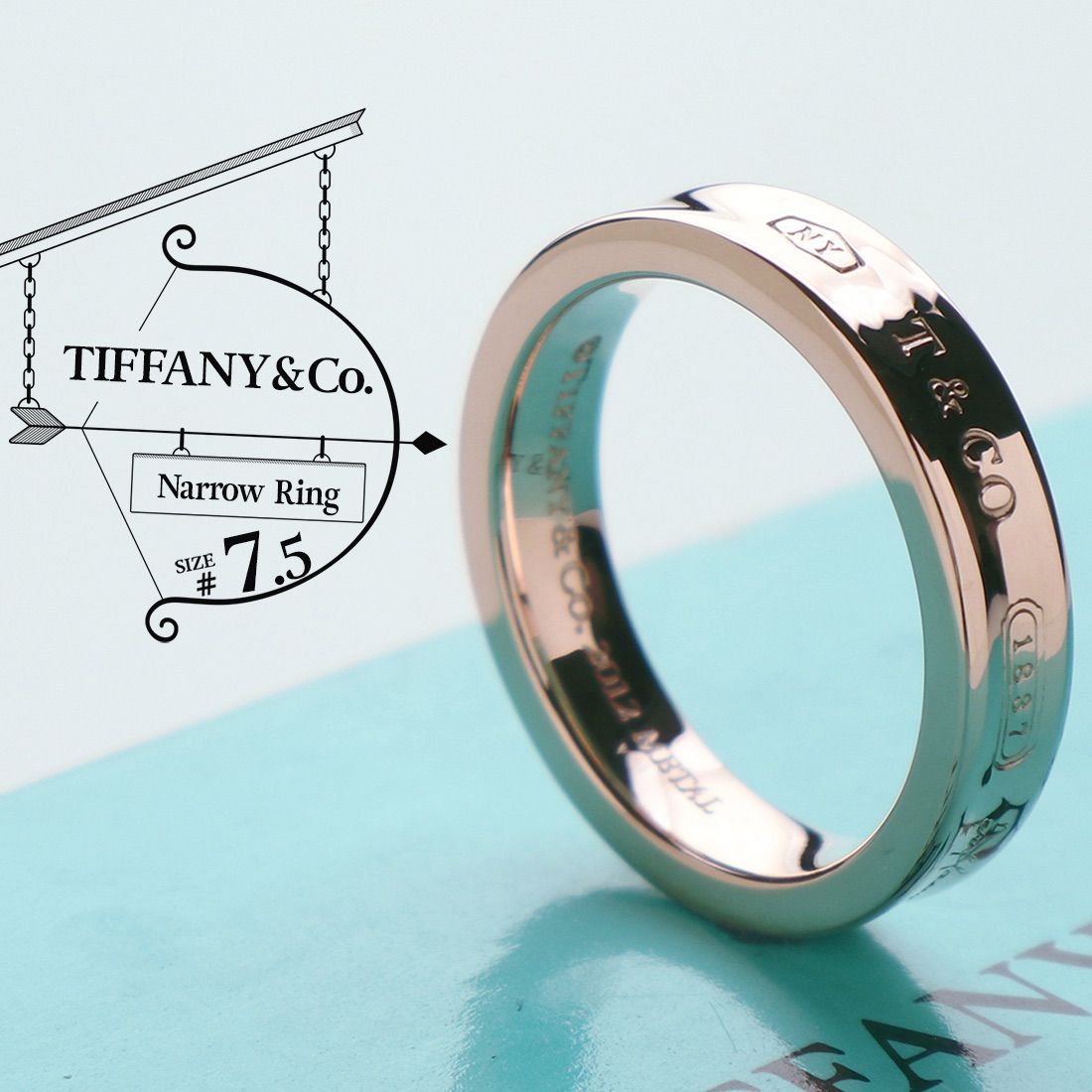 ティファニー ナロー ルベドメタル リング 10号 希少 レア　箱 ティファニー ナロー ルベドメタル リング 10号 希少 レア 箱