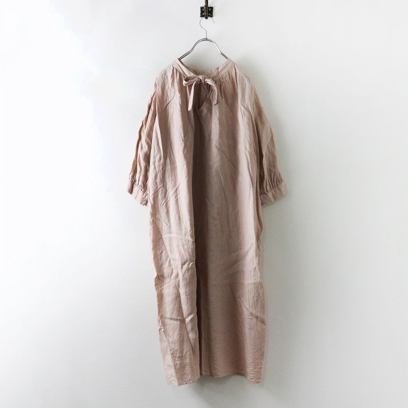 ローブデポー ROBE de PEAU リネン2wayリボンワンピース ピンク ドレス 前後着 ギャザー ワイド 2400014595840