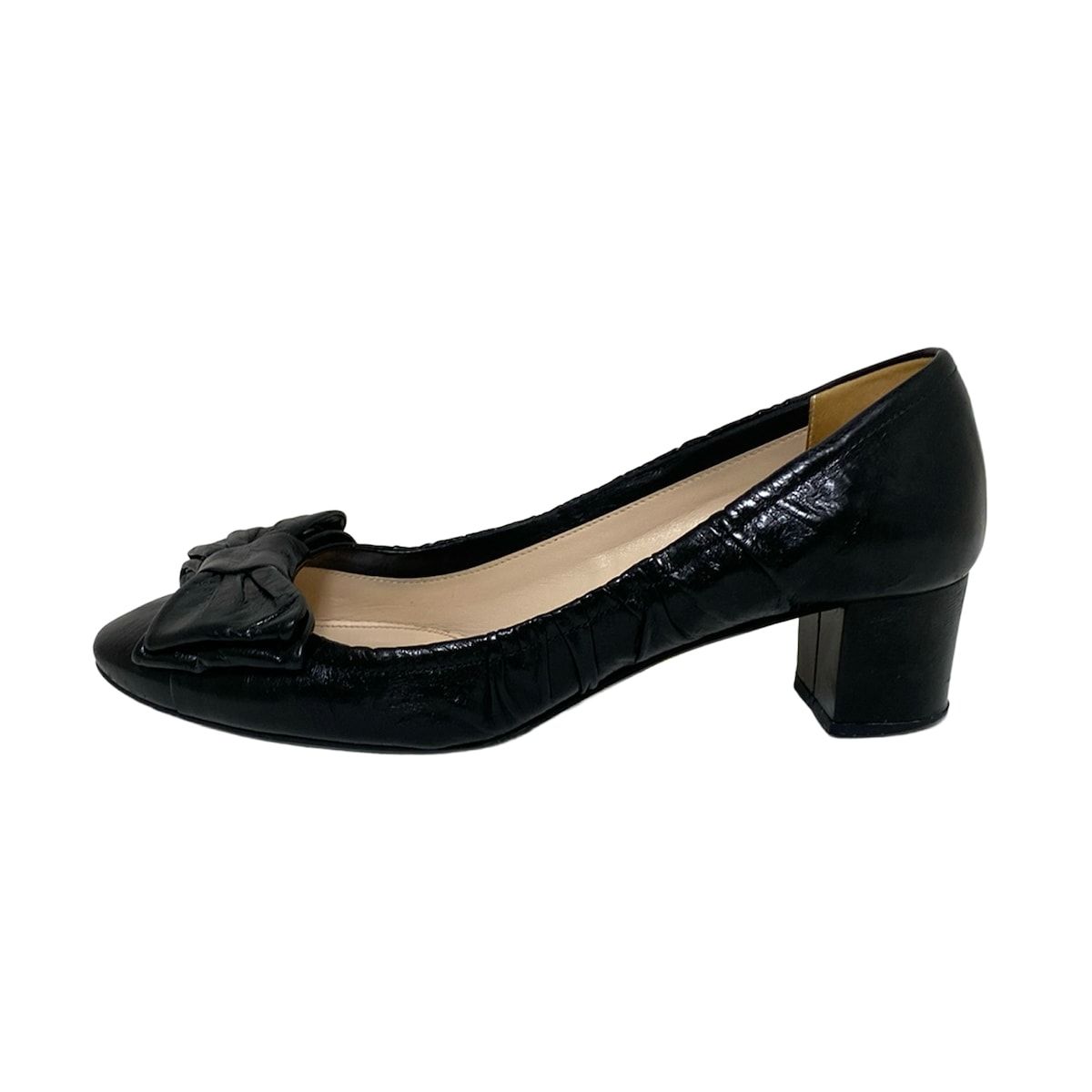 PRADA パンプス 黒 PRADA(プラダ) パンプス 37 1/2 レディース - 黒 リボン レザー